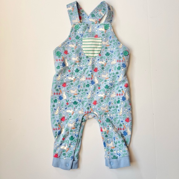 Mini Boden Garden Print Baby Overalls Dungarees Blue Green 6–9M - Picture 2 of 5
